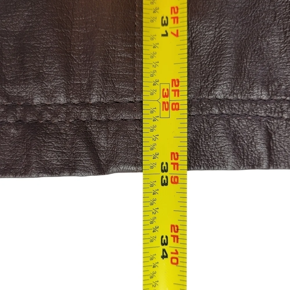 DANY Leather Coat  Women Size L Brown Hooded Zip Snaps 4 Pockets Cinched Vintage